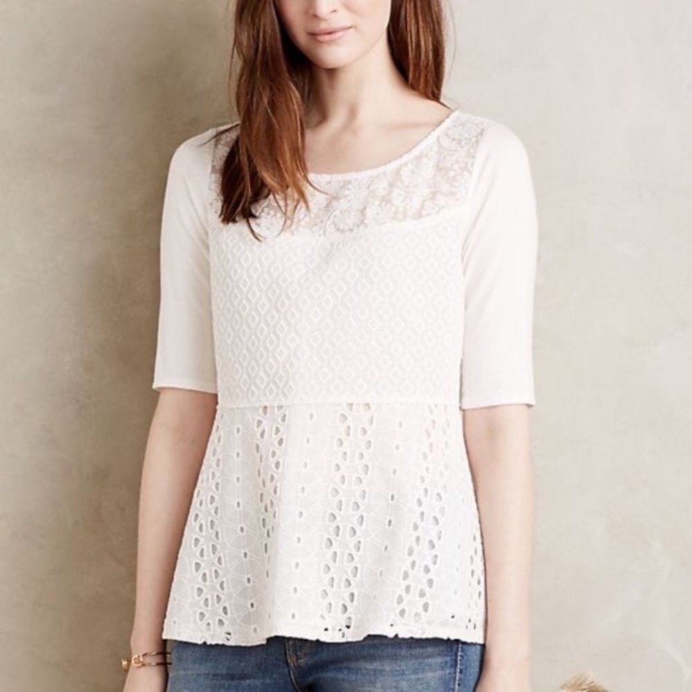 Anthropologie Tiny white top size Medium